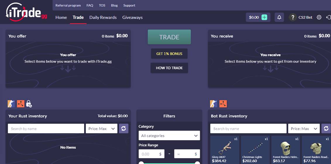 itrade.gg rust item store