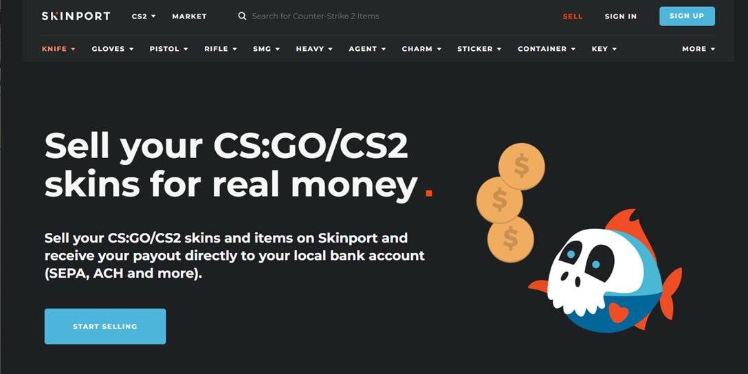 Selling Rust skins on skinport