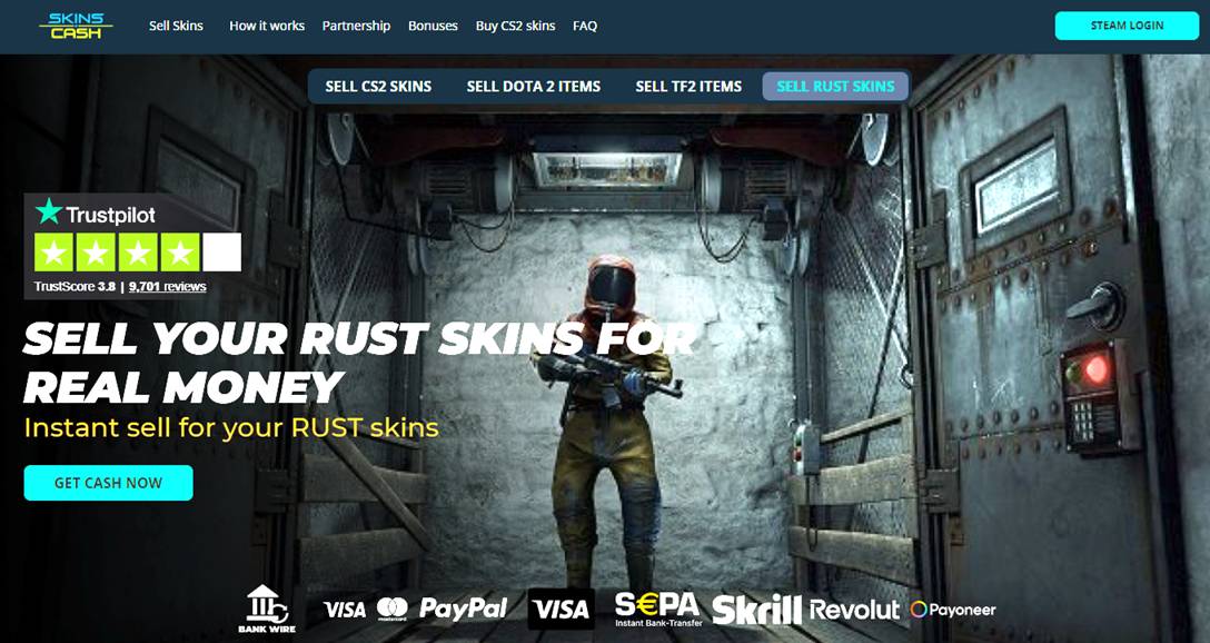 Selling Rust skins on skins.cash