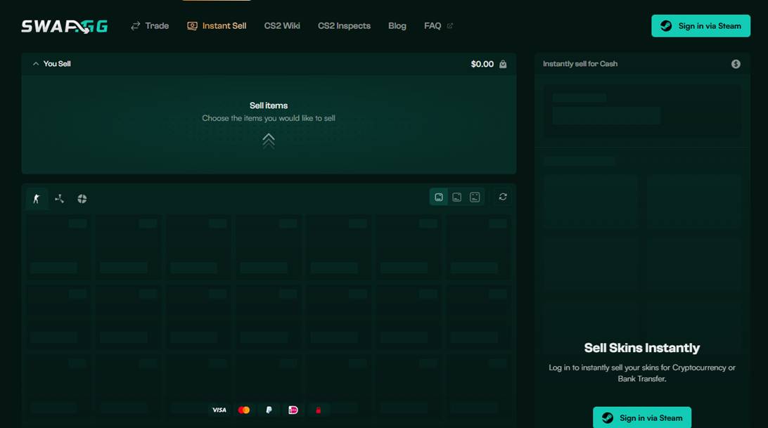 Selling Rust skins on swap.gg