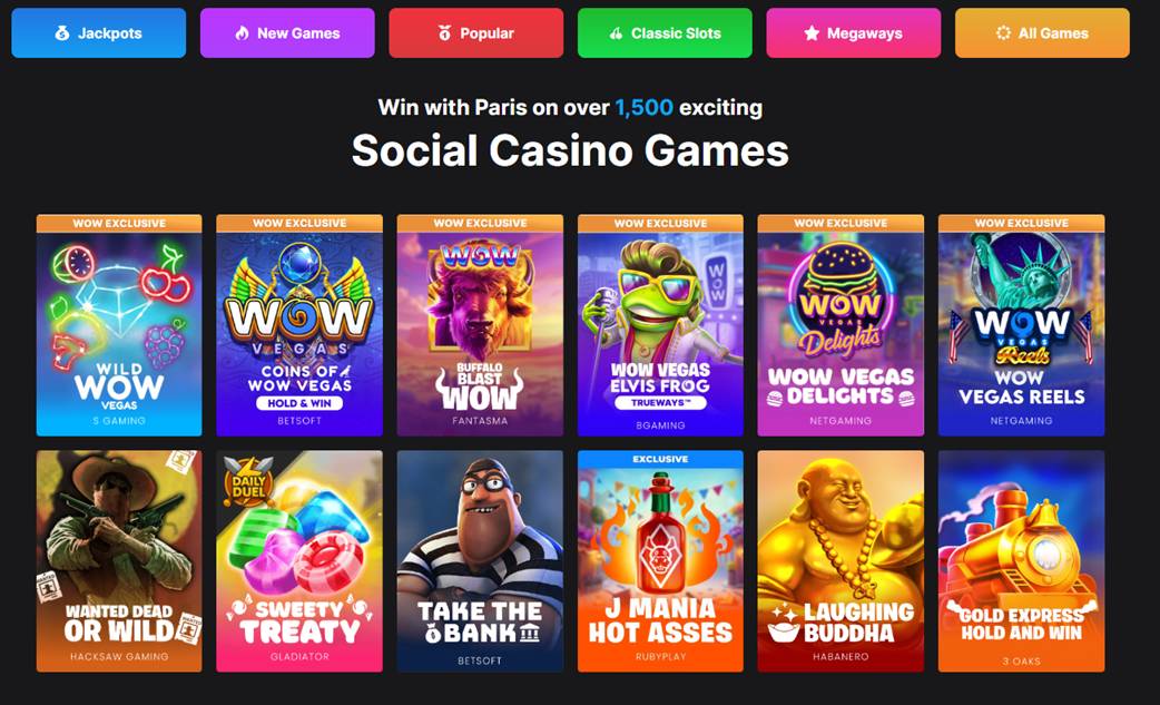 Wow Vegas sweepstakes casinos site