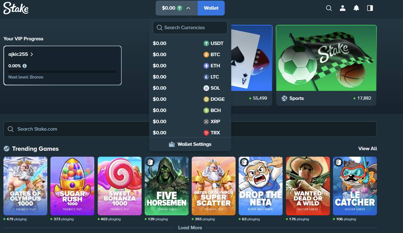 Open the wallet section