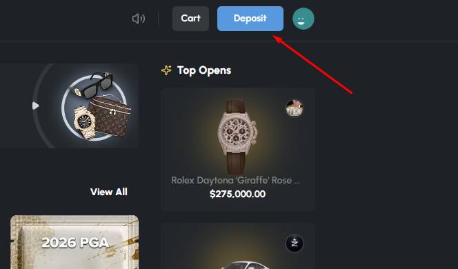 Log in and click the Deposit button