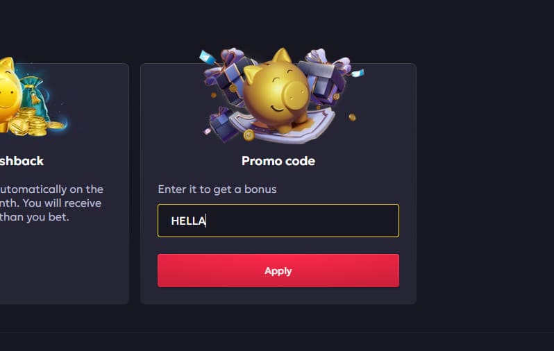 Vavada promo code field