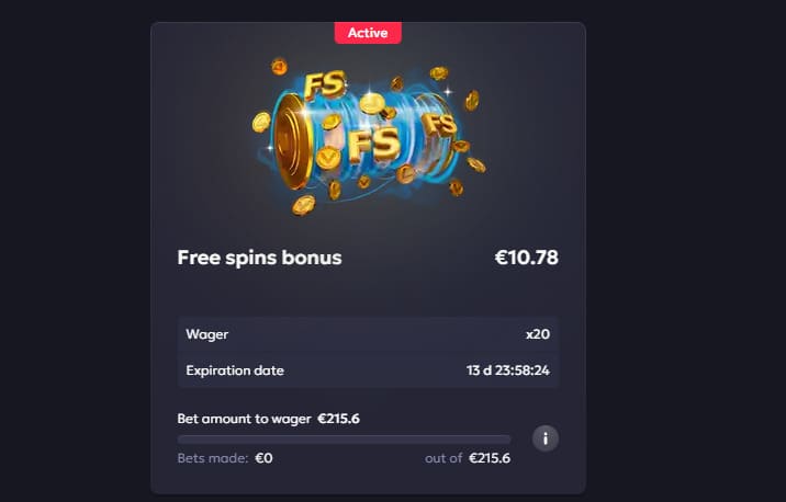 Wagering requirement details
